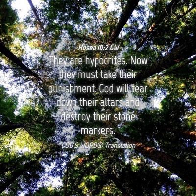 Picture 04 - Hosea 10:2 GW - They are hypocrites. Now they must take their - Bible Verse Picture