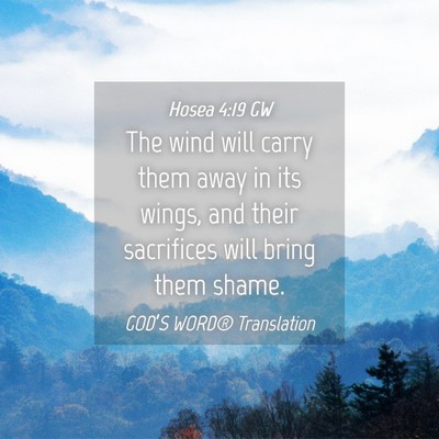 Picture 04 - Hosea 4:19 GW - The wind will carry them away in its wings, and - Bible Verse Picture