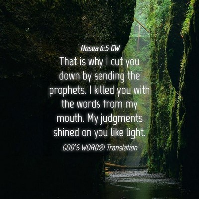 Picture 04 - Hosea 6:5 GW - That is why I cut you down by sending the - Bible Verse Picture