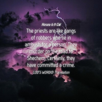 Picture 04 - Hosea 6:9 GW - The priests are like gangs of robbers who lie in - Bible Verse Picture