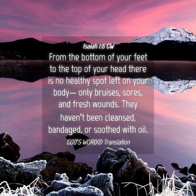 Picture 04 - Isaiah 1:6 GW - From the bottom of your feet to the top of your - Bible Verse Picture