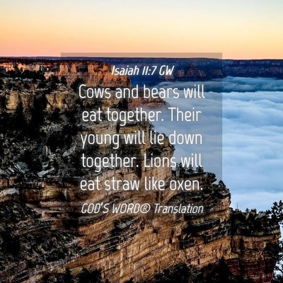Picture 04 - Isaiah 11:7 GW - Cows and bears will eat together. Their young - Bible Verse Picture