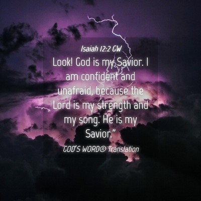 Picture 04 - Isaiah 12:2 GW - Look! God is my Savior. I am confident and - Bible Verse Picture