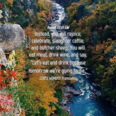 Picture 04 - Isaiah 22:13 GW - Instead, you will rejoice, celebrate, slaughter - Bible Verse Picture