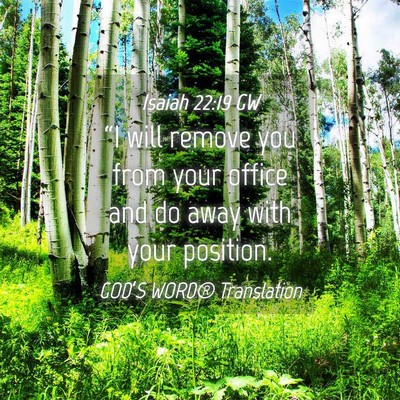 Picture 04 - Isaiah 22:19 GW - “I will remove you from your office and do away - Bible Verse Picture