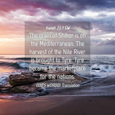 Picture 04 - Isaiah 23:3 GW - The grain of Shihor is on the Mediterranean. The - Bible Verse Picture