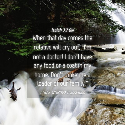 Picture 04 - Isaiah 3:7 GW - When that day comes the relative will cry out, - Bible Verse Picture