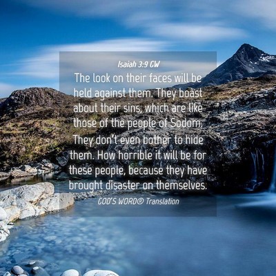 Picture 04 - Isaiah 3:9 GW - The look on their faces will be held against - Bible Verse Picture
