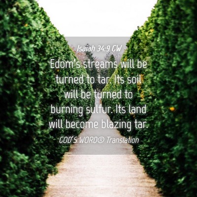 Picture 04 - Isaiah 34:9 GW - Edom’s streams will be turned to tar. Its soil - Bible Verse Picture