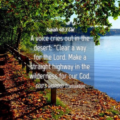 Picture 04 - Isaiah 40:3 GW - A voice cries out in the desert: “Clear a way - Bible Verse Picture