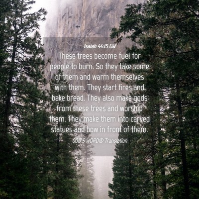 Picture 04 - Isaiah 44:15 GW - These trees become fuel for people to burn. So - Bible Verse Picture