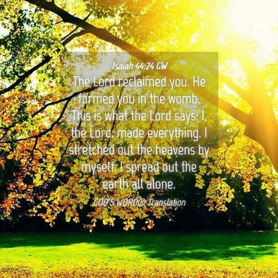 Picture 04 - Isaiah 44:24 GW - The Lord reclaimed you. He formed you in the - Bible Verse Picture