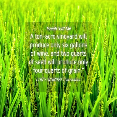 Picture 04 - Isaiah 5:10 GW - A ten-acre vineyard will produce only six gallons - Bible Verse Picture