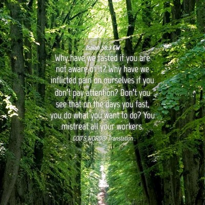 Picture 04 - Isaiah 58:3 GW - Why have we fasted if you are not aware of it? - Bible Verse Picture