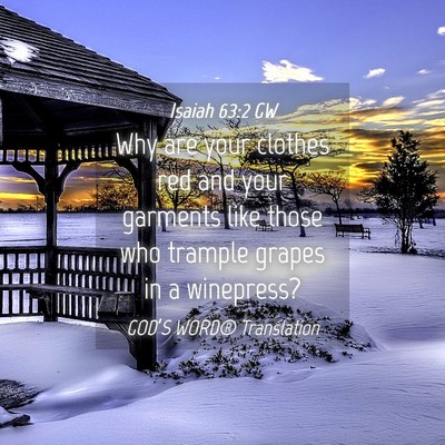 Picture 04 - Isaiah 63:2 GW - Why are your clothes red and your garments like - Bible Verse Picture