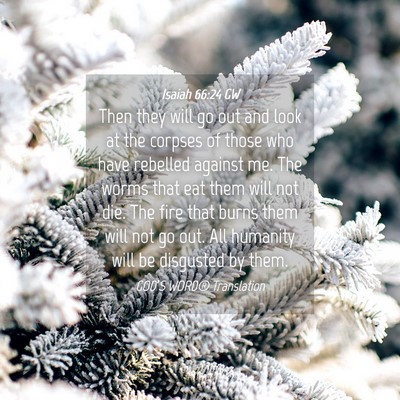 Picture 04 - Isaiah 66:24 GW - Then they will go out and look at the corpses of - Bible Verse Picture