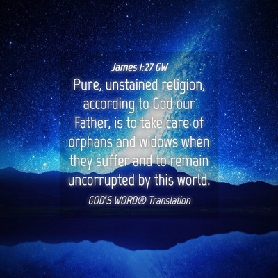Picture 04 - James 1:27 GW - Pure, unstained religion, according to God our - Bible Verse Picture