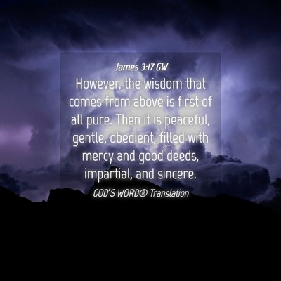 Picture 04 - James 3:17 GW - However, the wisdom that comes from above is - Bible Verse Picture