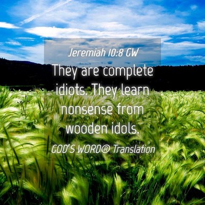 Picture 04 - Jeremiah 10:8 GW - They are complete idiots. They learn nonsense - Bible Verse Picture