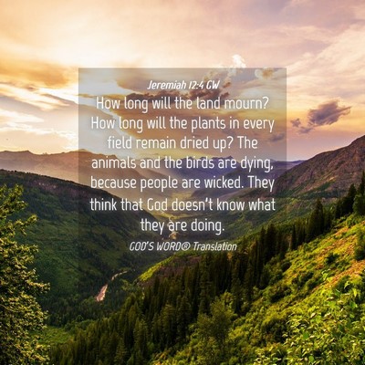 Picture 04 - Jeremiah 12:4 GW - How long will the land mourn? How long will the - Bible Verse Picture