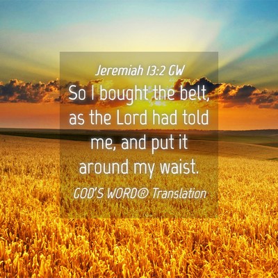 Picture 04 - Jeremiah 13:2 GW - So I bought the belt, as the Lord had told me, - Bible Verse Picture