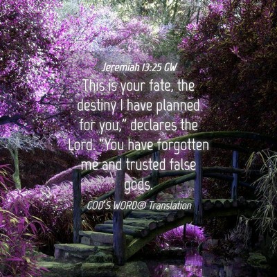 Picture 04 - Jeremiah 13:25 GW - This is your fate, the destiny I have planned for - Bible Verse Picture