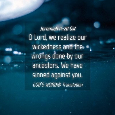 Picture 04 - Jeremiah 14:20 GW - O Lord, we realize our wickedness and the wrongs - Bible Verse Picture