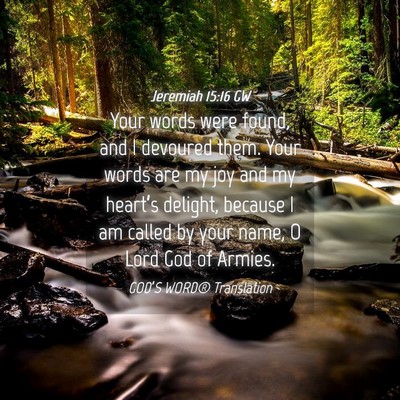 Picture 04 - Jeremiah 15:16 GW - Your words were found, and I devoured them. Your - Bible Verse Picture