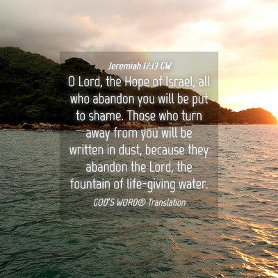 Picture 04 - Jeremiah 17:13 GW - O Lord, the Hope of Israel, all who abandon you - Bible Verse Picture