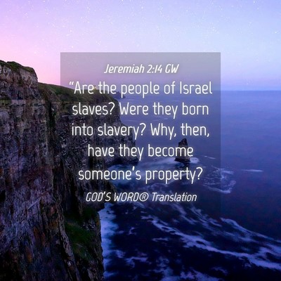 Picture 04 - Jeremiah 2:14 GW - “Are the people of Israel slaves? Were they - Bible Verse Picture