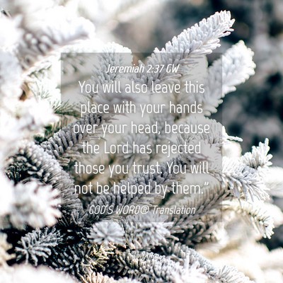 Picture 04 - Jeremiah 2:37 GW - You will also leave this place with your hands - Bible Verse Picture