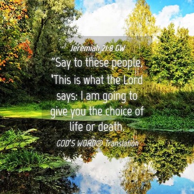 Picture 04 - Jeremiah 21:8 GW - “Say to these people, ‘This is what the Lord - Bible Verse Picture