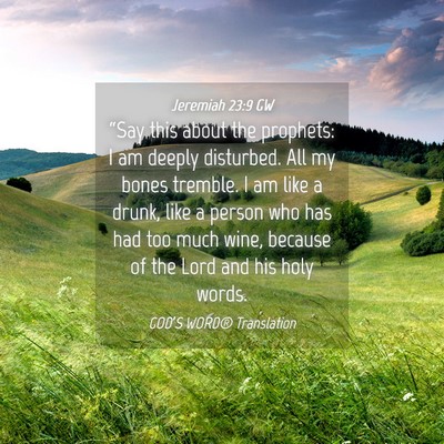 Picture 04 - Jeremiah 23:9 GW - “Say this about the prophets: I am deeply - Bible Verse Picture