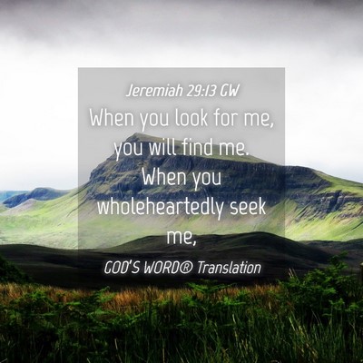 Picture 04 - Jeremiah 29:13 GW - When you look for me, you will find me. When you - Bible Verse Picture
