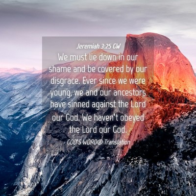 Picture 04 - Jeremiah 3:25 GW - We must lie down in our shame and be covered by - Bible Verse Picture