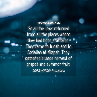 Picture 04 - Jeremiah 40:12 GW - So all the Jews returned from all the places - Bible Verse Picture