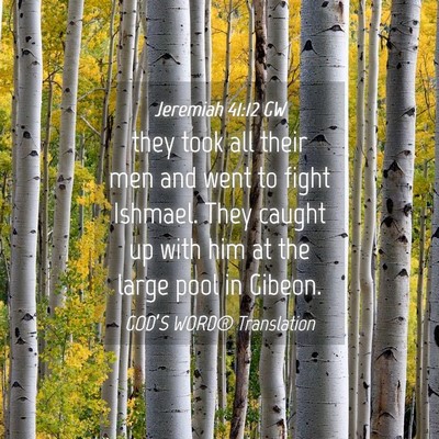 Picture 04 - Jeremiah 41:12 GW - they took all their men and went to fight - Bible Verse Picture