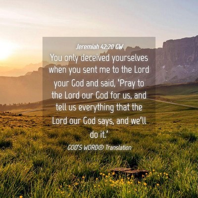 Picture 04 - Jeremiah 42:20 GW - You only deceived yourselves when you sent me to - Bible Verse Picture