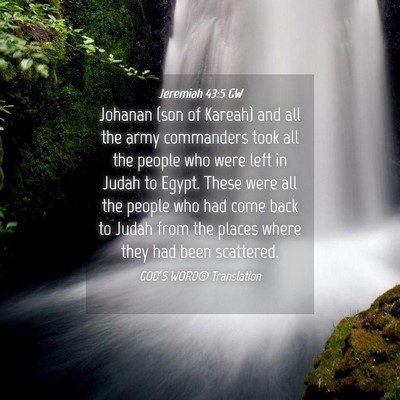 Picture 04 - Jeremiah 43:5 GW - Johanan (son of Kareah) and all the army - Bible Verse Picture