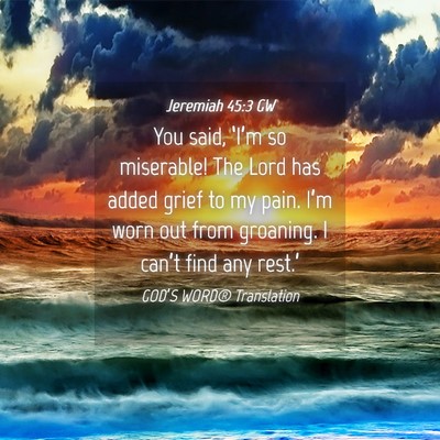 Picture 04 - Jeremiah 45:3 GW - You said, ‘I’m so miserable! The Lord has - Bible Verse Picture