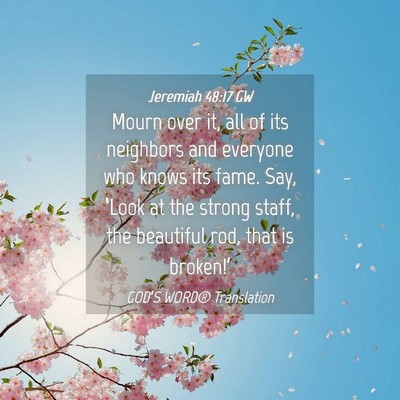 Picture 04 - Jeremiah 48:17 GW - Mourn over it, all of its neighbors and everyone - Bible Verse Picture