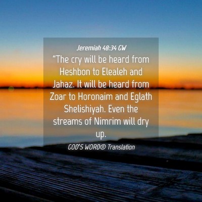 Picture 04 - Jeremiah 48:34 GW - “The cry will be heard from Heshbon to Elealeh - Bible Verse Picture