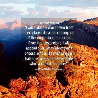 Picture 04 - Jeremiah 49:19 GW - “I will suddenly chase them from their places - Bible Verse Picture