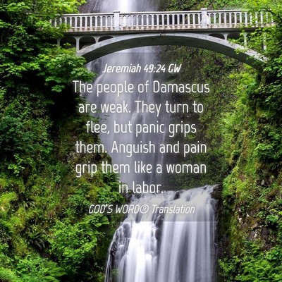 Picture 04 - Jeremiah 49:24 GW - The people of Damascus are weak. They turn to - Bible Verse Picture