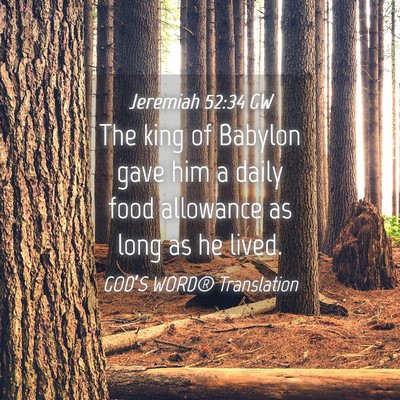 Picture 04 - Jeremiah 52:34 GW - The king of Babylon gave him a daily food - Bible Verse Picture