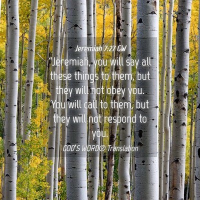 Picture 04 - Jeremiah 7:27 GW - “Jeremiah, you will say all these things to - Bible Verse Picture