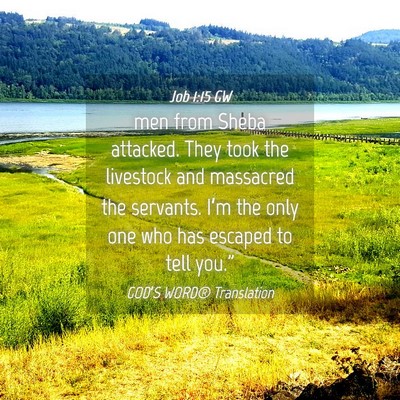 Picture 04 - Job 1:15 GW - men from Sheba attacked. They took the livestock - Bible Verse Picture