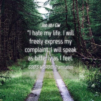 Picture 04 - Job 10:1 GW - “I hate my life. I will freely express my - Bible Verse Picture
