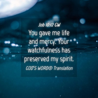 Picture 04 - Job 10:12 GW - You gave me life and mercy. Your watchfulness has - Bible Verse Picture