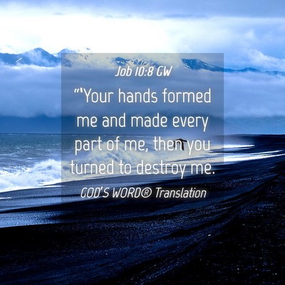 Picture 04 - Job 10:8 GW - “‘Your hands formed me and made every part of - Bible Verse Picture